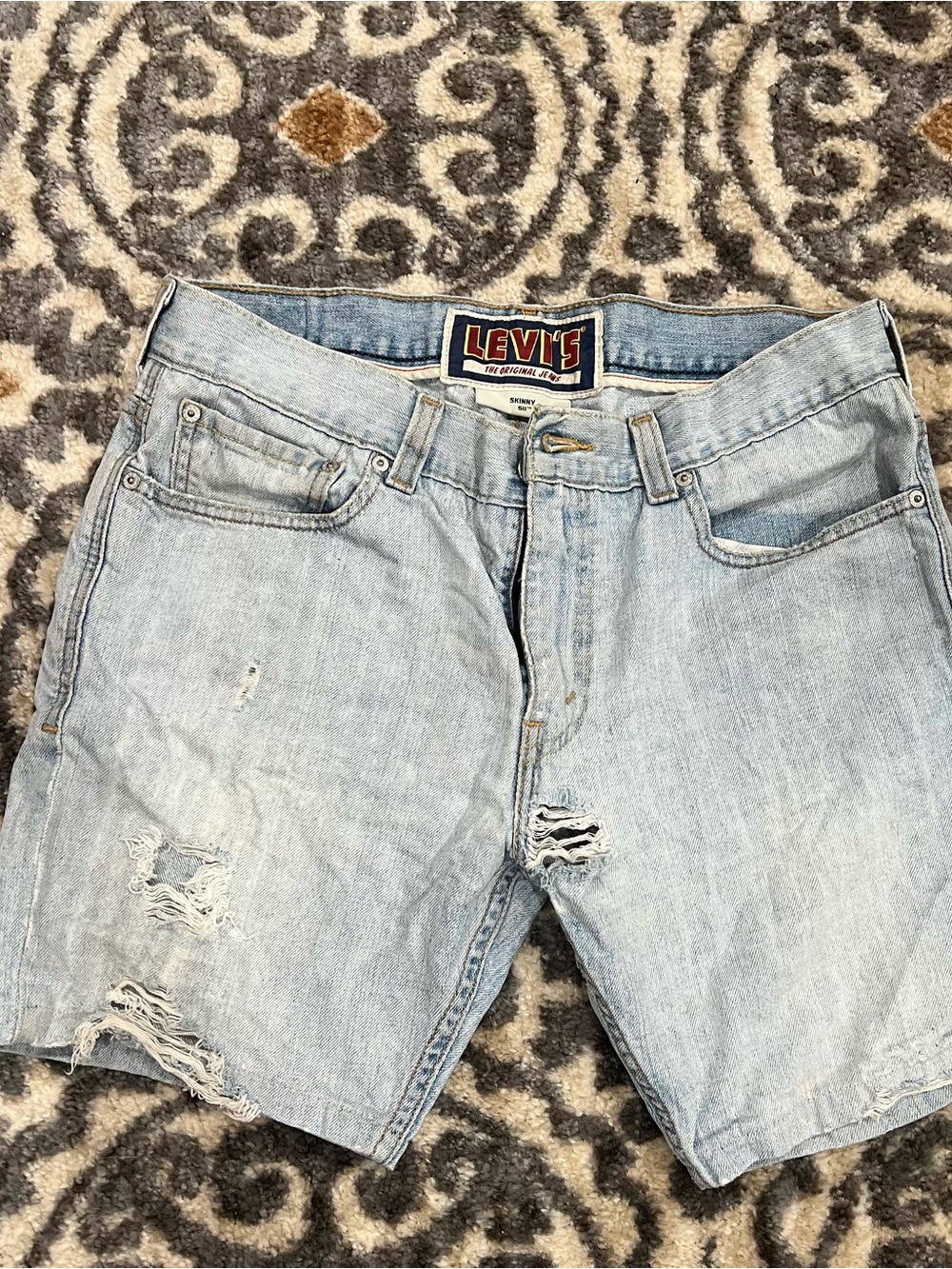 Vintage Levi's 511 The Original Jorts Women’s 34 Blue Denim Distressed Skinny